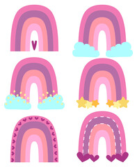 isolated rainbow vector design set with love and star modern color