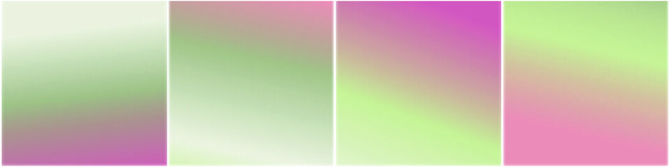 Set of vector, gentle, pastel, spring, trendy gradients. 2022, 2023 collection of modern colors. Palette for decoration and design. Isolated templates. Stretching color. Green, beige, pink, rosy. 