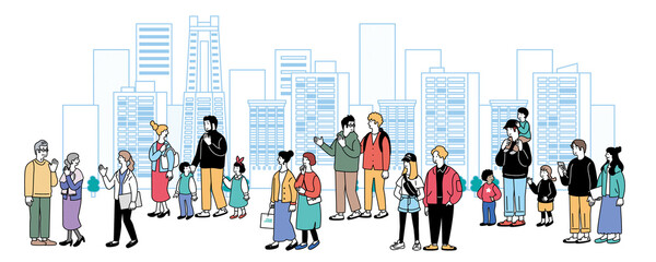 沢山の人々のシンプルなイラスト
