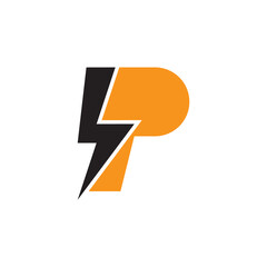 letter P lightning bolt logo design - obrazy, fototapety, plakaty