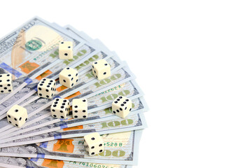 An unfolded stack of hundred-dollar bills and scattered cubes for naughty games.