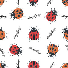 Ladybug seamless pattern vector