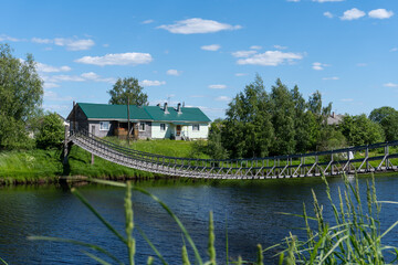 suspended wooden bridge