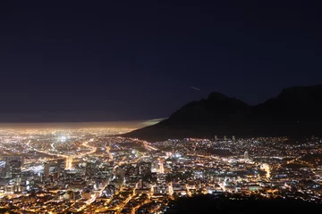 Foto op Aluminium Panorama Cape Town, South Africa during the Night, Table Mountain © SteffenTravel