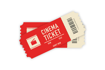 Cinema ticket. Two cinema tickets isolated on white background
