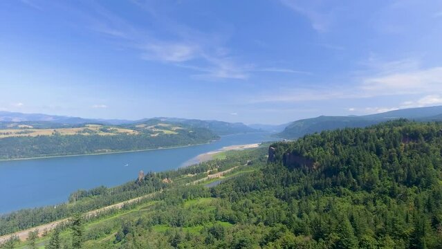 Columbia River Gorge in Oregon, amazing aerial view