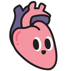 Heart character vector illustration in line filled design