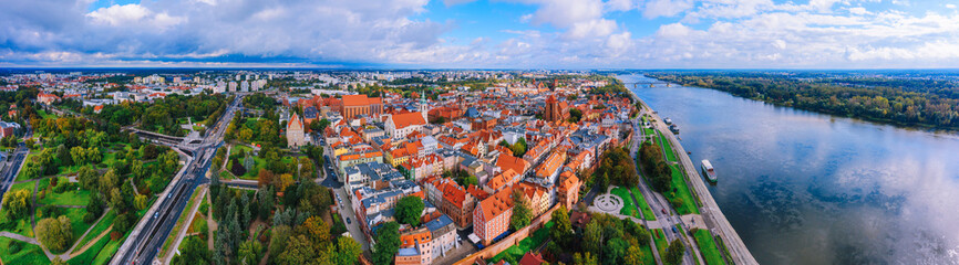 Fototapeta na wymiar Aerial view of Torun downtown in Poland 