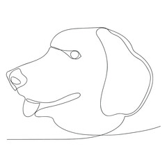 The head of a labrador dog drawn in one line. Concept for logo, flyer, banner. Outline