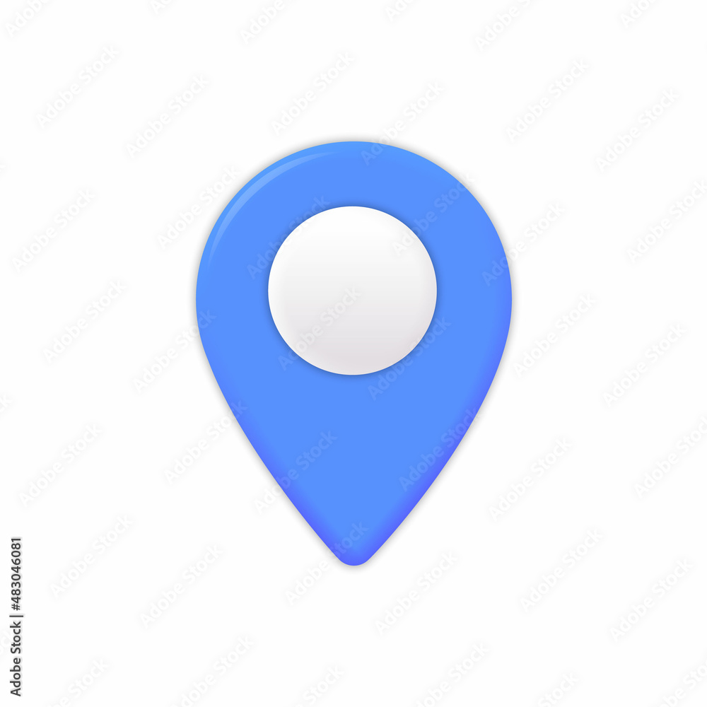 Poster blue map location pointer 3d pin. navigation icon for web, banner, logo or badge. vector illustratio