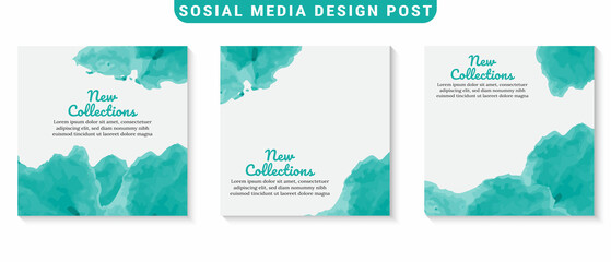 watercolor background social media post template. for beauty, fashion, cosmetics. vector illustration