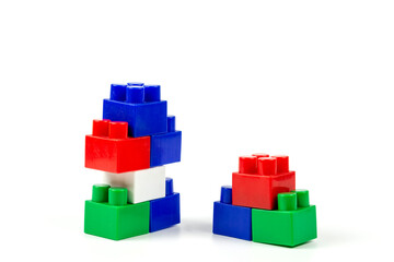 colorful toy building blocks isolated on white background