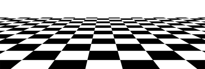Floor in perspective with checkerboard texture. Empty chess board. Vector illustration.