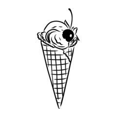ice cream cone doodle ice cream vector