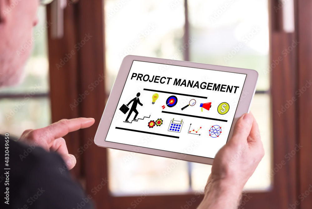 Poster Project management concept on a tablet