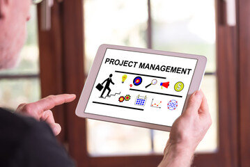 Project management concept on a tablet
