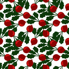 Основные RGBVegetable seamless pattern with beetroot fruits on a white background.