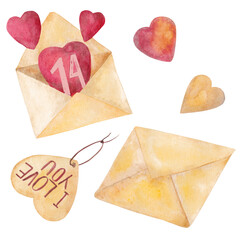 Watercolor love letter illustration. Hand drawn valentine illustration.
