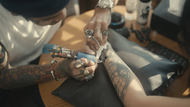 Tattoo artist on body