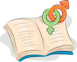 Open Book Male Female Symbol Illustration