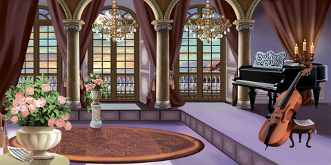 Ballroom. Hall for coronations. Palace hall with columns