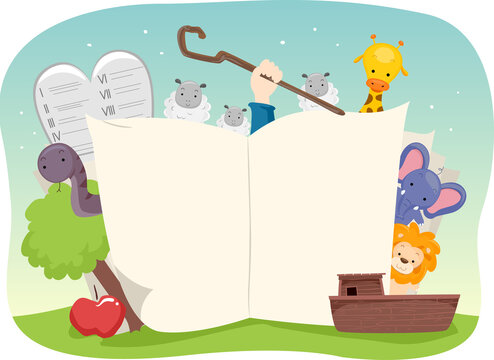 recommend clip art: Open Book Bible Stories Elements Illustration