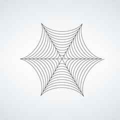 Geometric Halloween spider web, clipart useful for halloween party decoration, Editable stroke. Stock vector illustration isolated on white background.