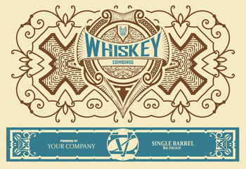 Whiskey label with old frames
