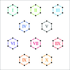Naklejka premium Colorful info-graphic roman numbers can be use to create presentation. Bullet points roman numbers one to ten. Oval shape vector numbers.