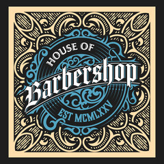 Vintage Barbershop label in vintage style