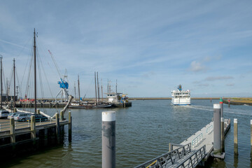 Fototapeta premium Ferry sails from Harlingen to Terschelling , Friesland Province, The Netherlands
