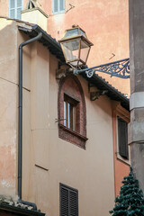 Fototapeta na wymiar The window of Fornarina, the beloved of Raphael Santi, in the Roman district of Trastevere
