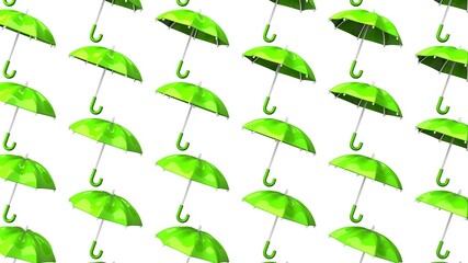 Green umbrellas on white background.
Abstract 3D illustration for background.