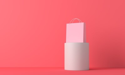 Paper shopping bags on a plain background. 3D Rendering