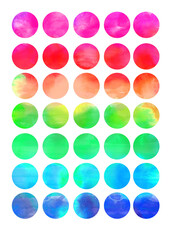 Watercolor hand painted circle shape design elements . Raster art.