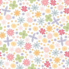 seamless pattern with cartoon flowers. colorful vector, hand drawing. design for fabric, print, textile, wrapper
