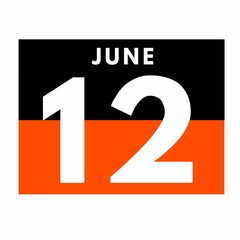 June 12 . Flat daily calendar icon .date ,day, month .calendar for the month of June