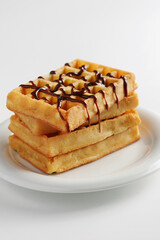 Waffle with chocolate sauce
