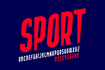 Sport style font design, alphabet letters and numbers vector illustration