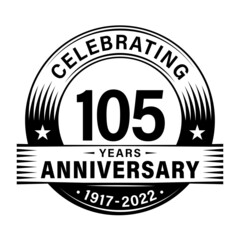 105 years anniversary celebration design template. 105th logo vector illustrations.