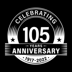 105 years anniversary celebration design template. 105th logo vector illustrations.