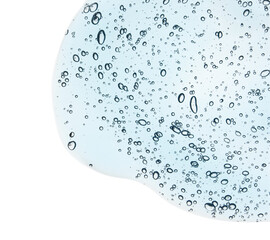 Liquid gel texture. Cosmetic serum swatch with bubbles. Transparent skincare product closeup...
