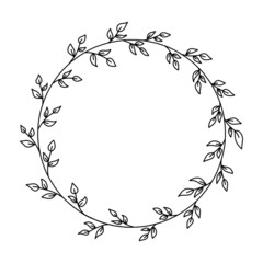 Vector floral frame in black lineart style illustration
