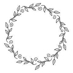 Vector floral frame in black lineart style illustration