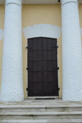 Entrance to the Church of the Transfiguration of the Lord in Radonezh. Sergiev Posad district. Moscow oblast