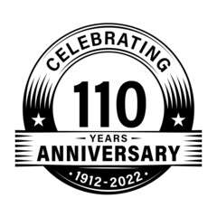 110 years anniversary celebration design template. 110th logo vector illustrations.
