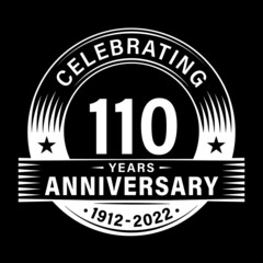 110 years anniversary celebration design template. 110th logo vector illustrations.