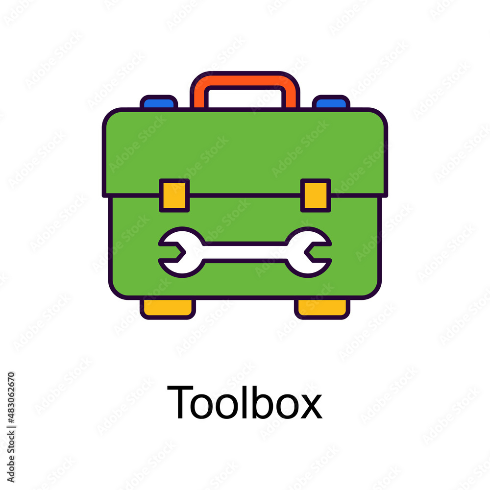 Poster toolbox vector filled outline icon design illustration. home improvements symbol on white background