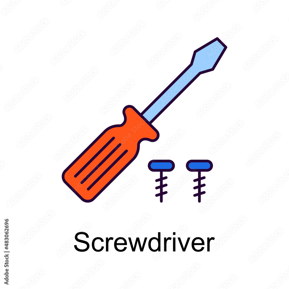 Poster screwdriver vector filled outline icon design illustration. home improvements symbol on white backgr