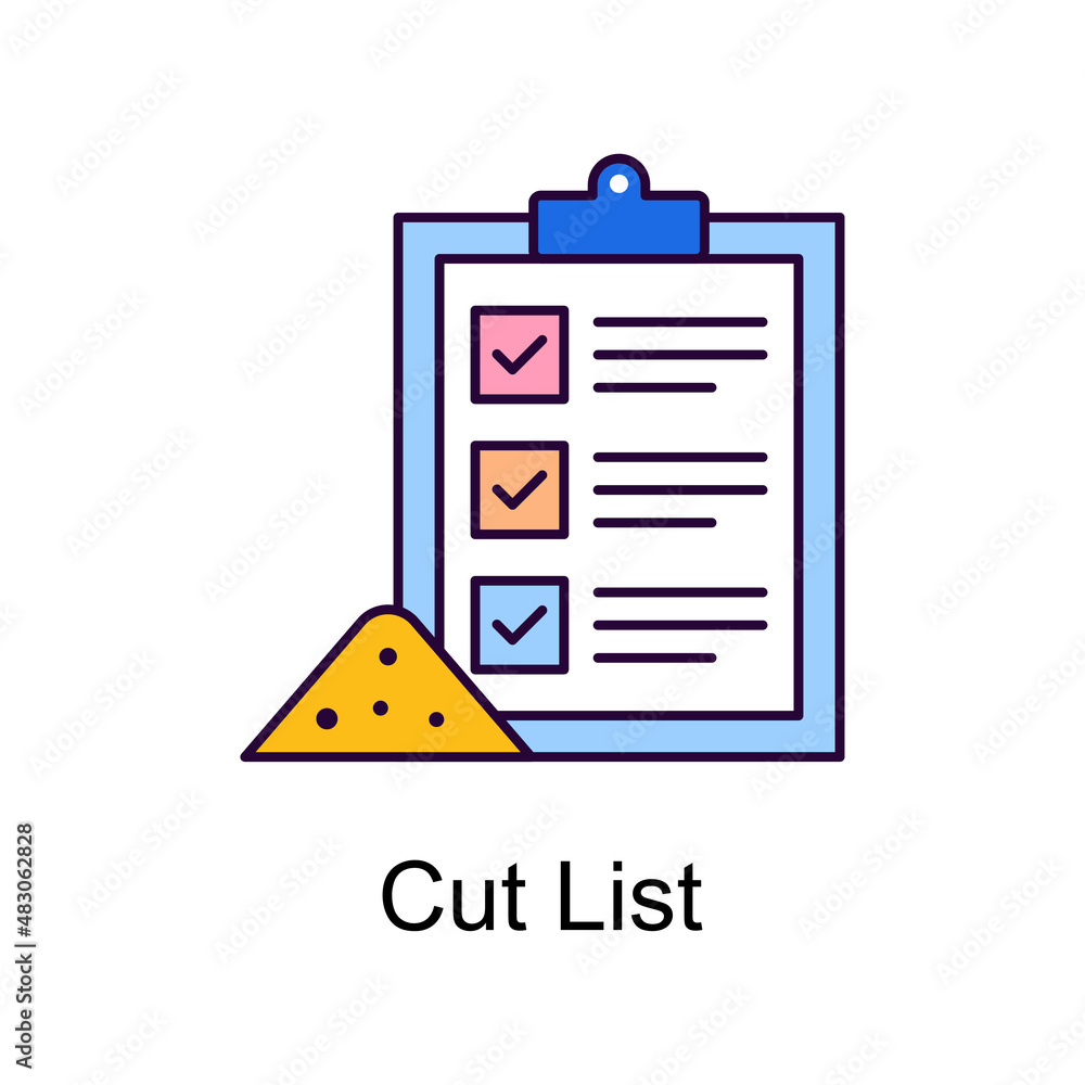 Poster cut list vector filled outline icon design illustration. home improvements symbol on white backgroun